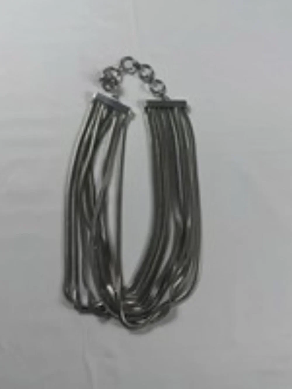 Vintage Y2K Liquid Metal Snake Chain Necklace Multi Strand Choker Silver Tone